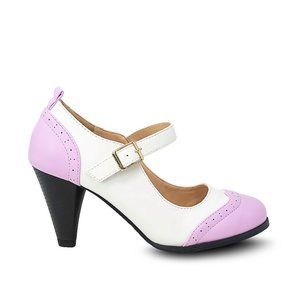Women's Purple/White Two Tone Mary Jane Retro Pump